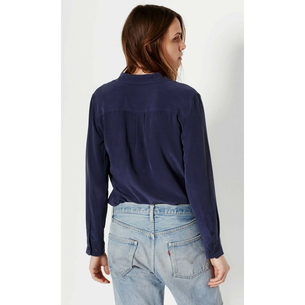 NWT Equipment Signature Silk Shirt Blouse Peacoat Navy Size XS $218 - Picture 3 of 16